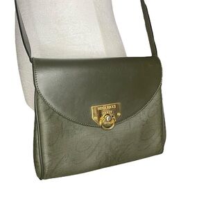 Vintage Nina Ricci Olive Green Leather Crossbody Purse